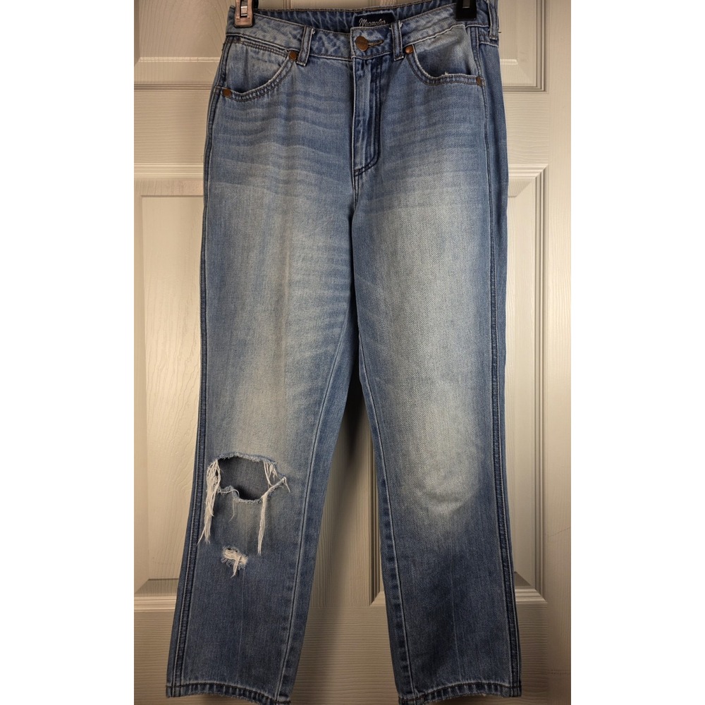 Wrangler Womens 26"x 25.5"(Tag 25) Blue Jeans HighRise Straight Denim Distressed